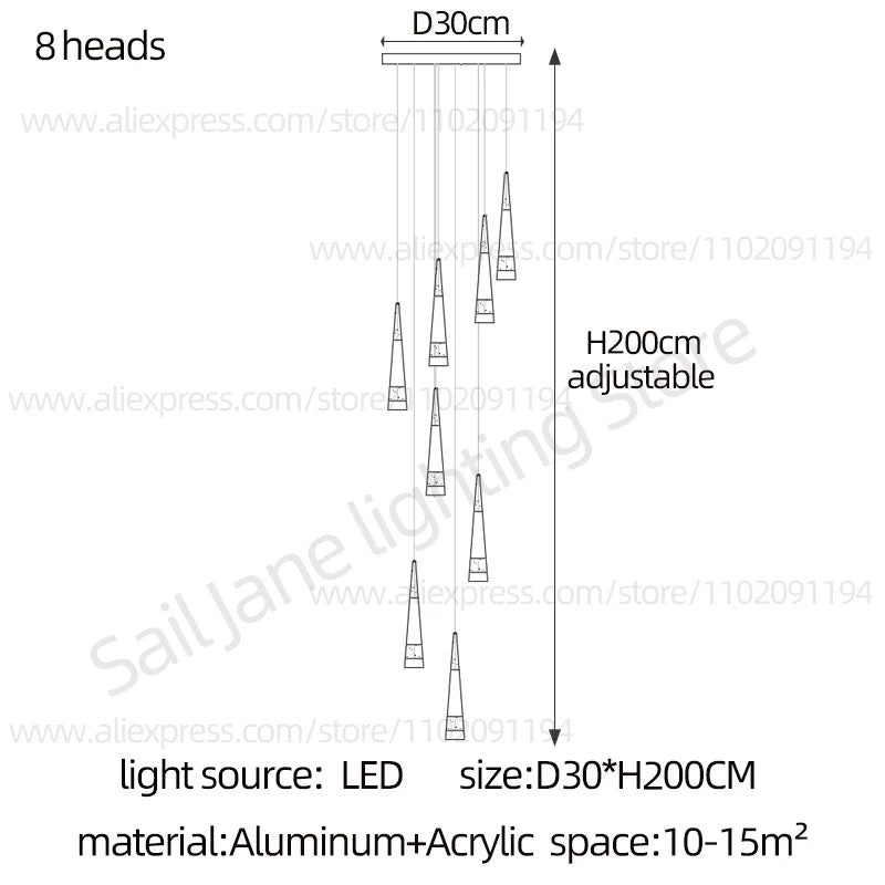 LED Attic Chandelier Villa Indoor Lighting Ceiling Pendant Modern Living Room Decorative Lamp Nordic Glossy Staircase Chandelier