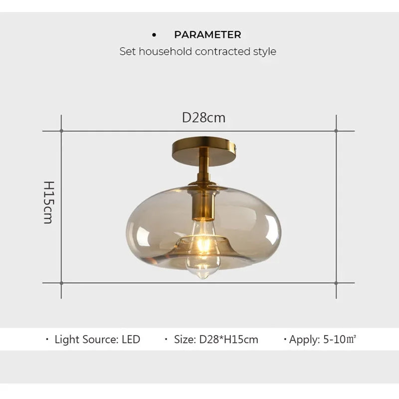 Modern LED Glass Ceiling Light Minimalist Cloakroom Balcony Bedroom Dining Room Lighting Hallway Lamp Indoor Lighting Lampara