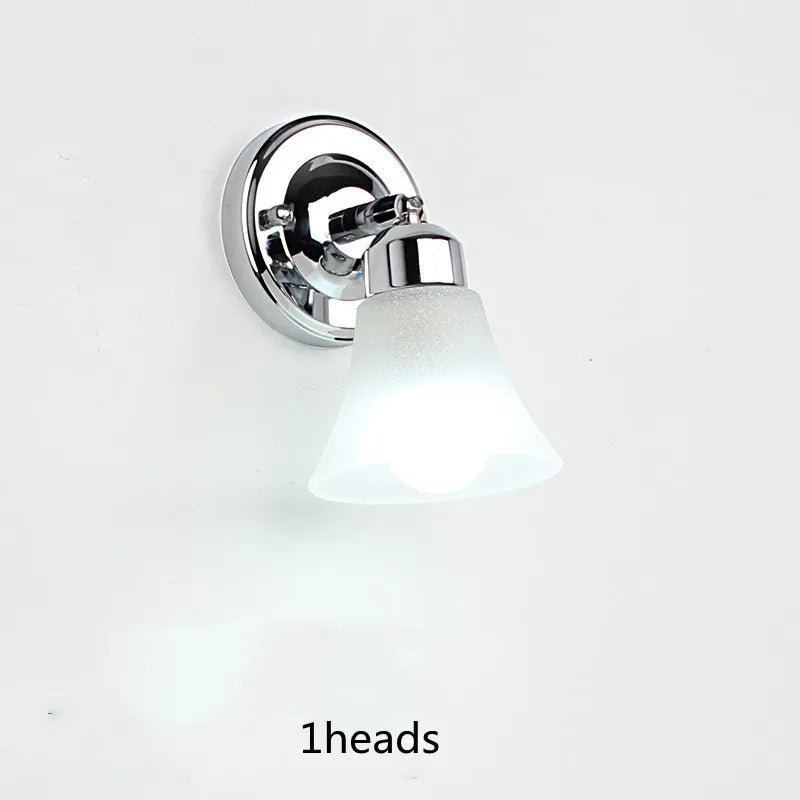 Modern Wall Mirror Light for Bathroom Dressing Room 3/4/5 Lights Silver Wall Lamp Glass Lampshade E27 Indoor Decoration Lighting