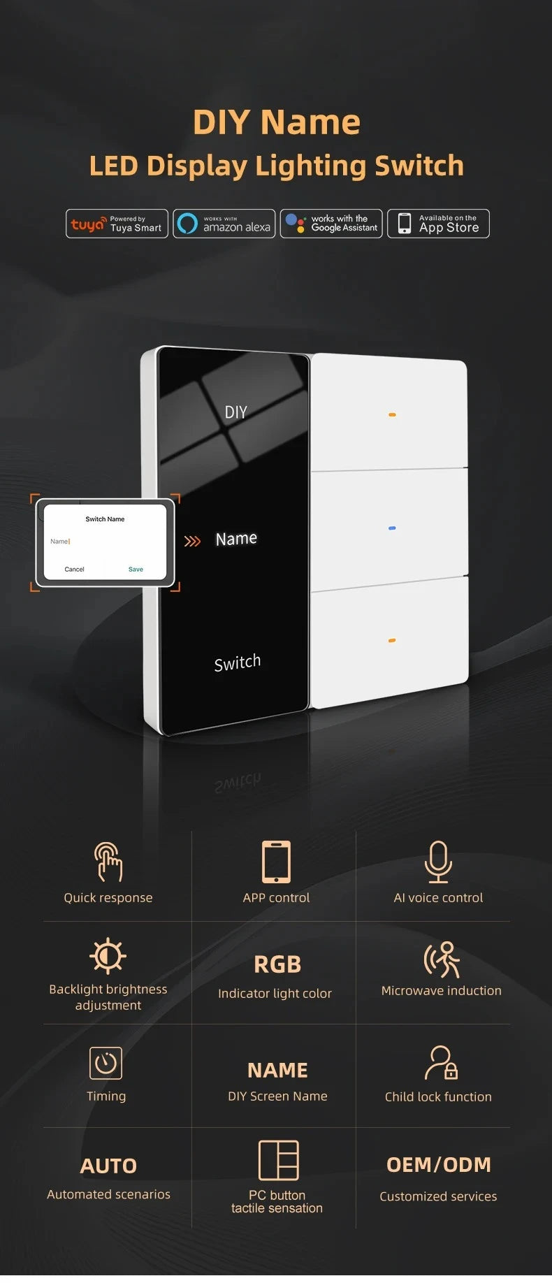 Hotel Name Lux-ury Sm-art Lighting Switch with Display Voice Control Sm-art Home Products