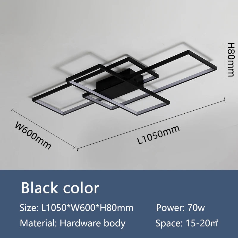Smart Home Alexa Rectangle Aluminum Modern Led Ceiling Lights For Living Room Bedroom 85-265V White/Black Ceiling Lamp Fixtures