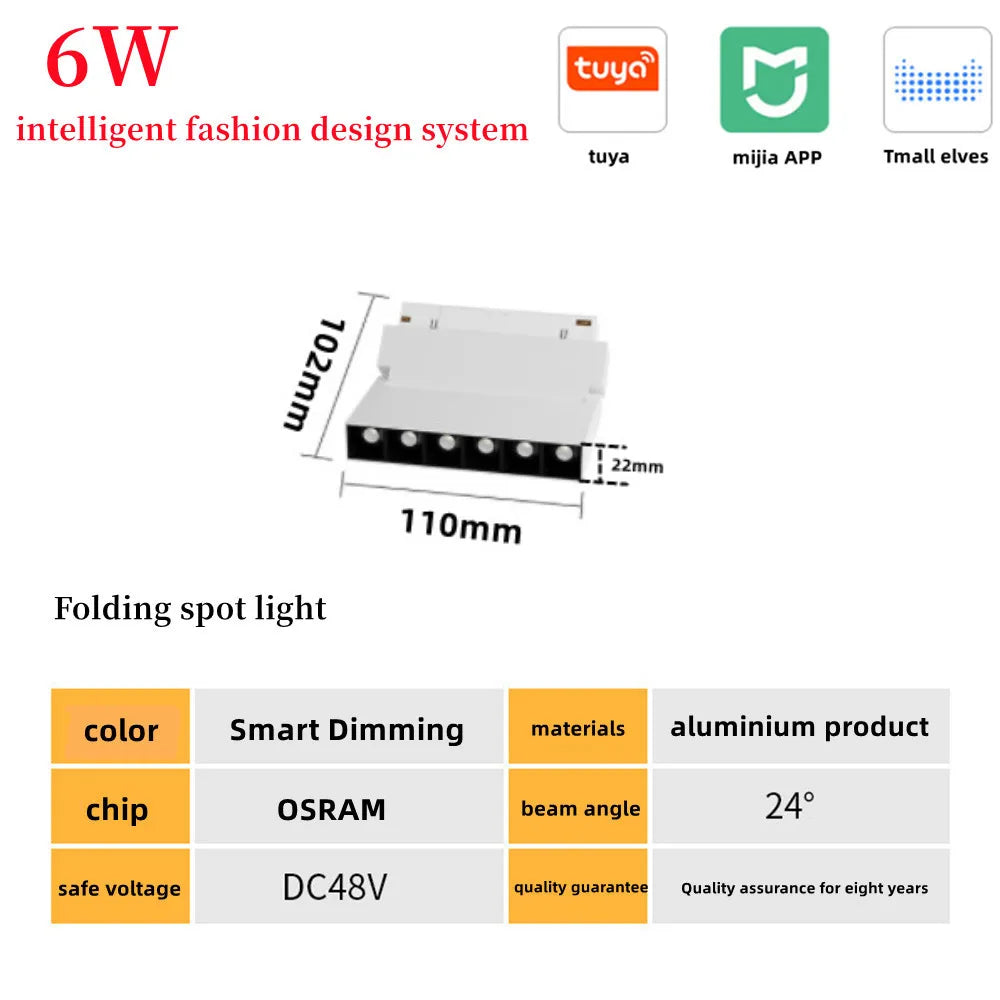New White Tuya Smart LED Track Light Embedded Masterless Lighting lamp Living Room Light Voice Control Magnetic Track Light