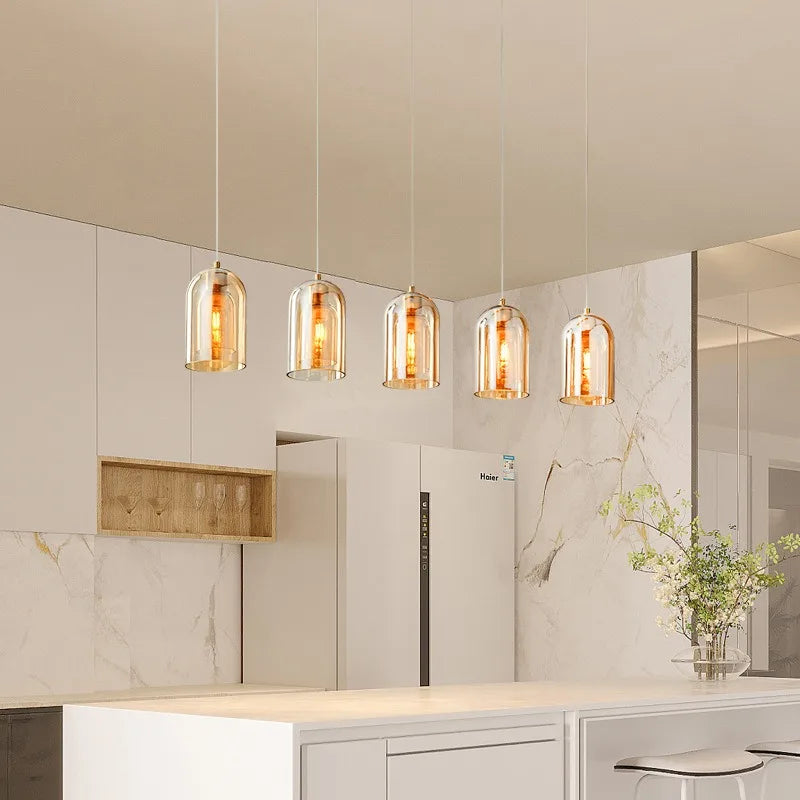 Nordic Modern Glass Ceiling Lamp Bedroom Bedside Restaurant Kitchen Bar Island  Hanging Led Chandelier Lights Indoor Lighting