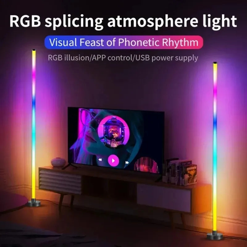 Smart LED Floor Lamp RGB Remote & APP Control Music Sync Corner Lighting Modern Mood Standing Lamp for Living Room Gaming