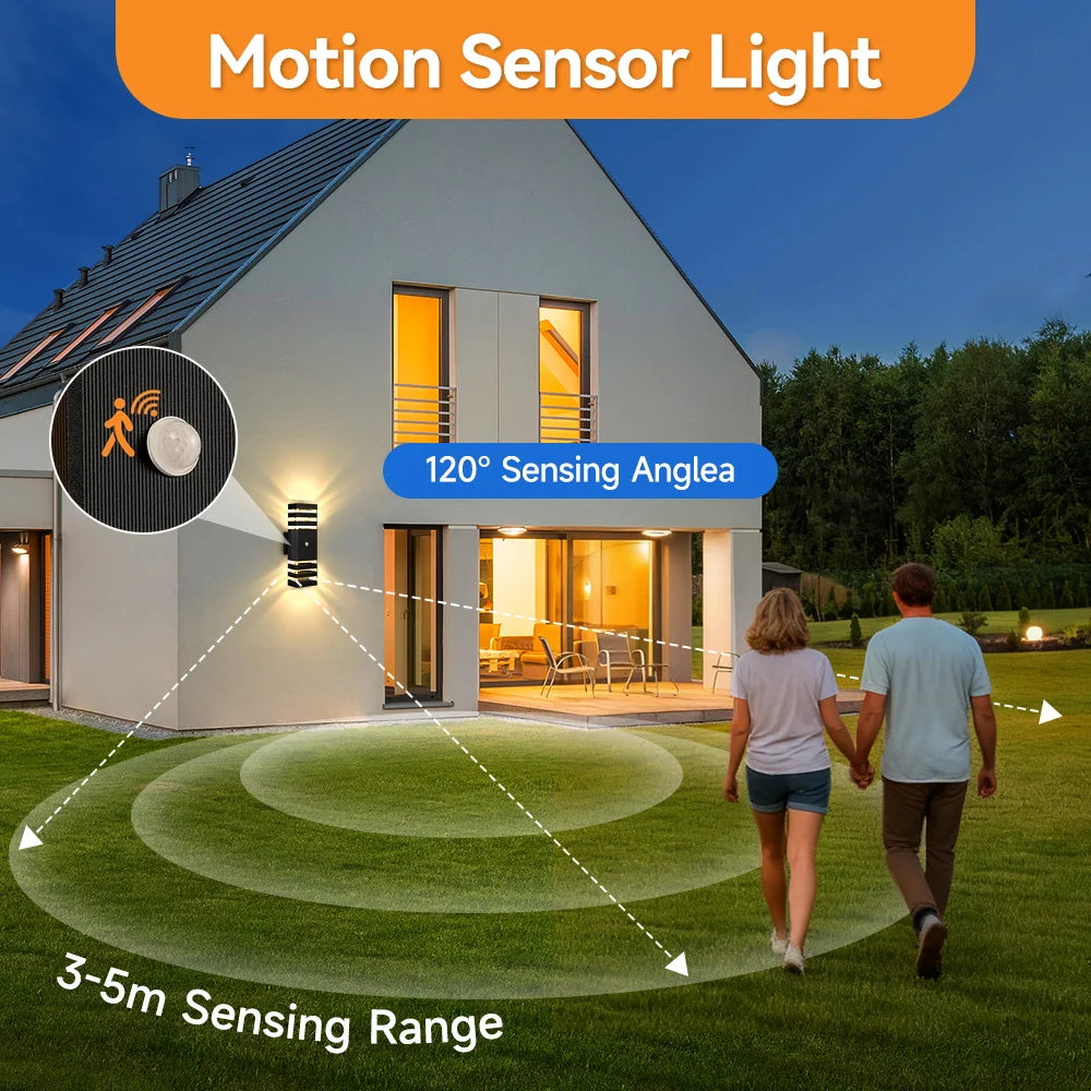 Smart Outdoor Wall Light Waterproof LED Wall Lamps Motion Sensing Porch Lights Exterior Sconce Lamps For Balcony Garden Backyard