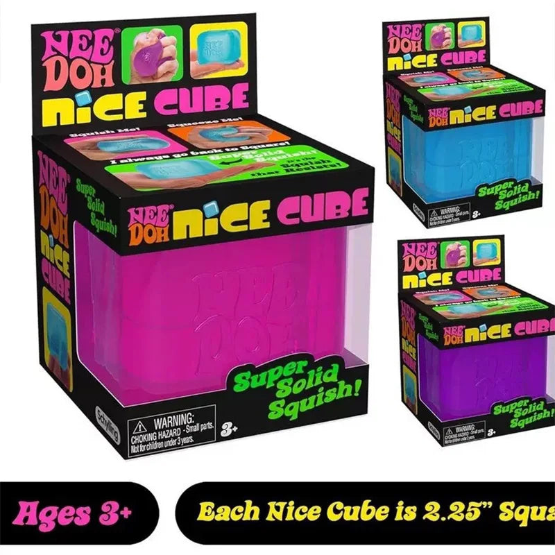 Needoh Nice Cube Sensory Stress Reliever Fidget Tool for Anxiety & Focus Desk Sensory Cube for Adults & Kids Solving Venting