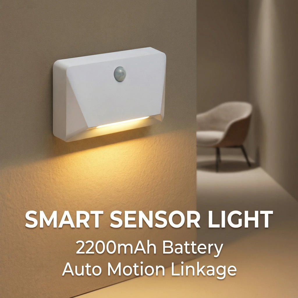 Smart Motion Sensor LED Wall Light - 2200mAh USB-C Fast Charge, 3 Adjustable Brightness, Multi-Device Link for Indoor/Outdoor Security Lighting