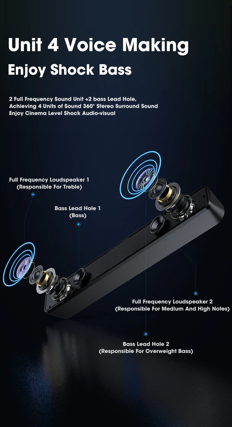 Bluetooth 4D Surround Speaker Home Theater Sound System Computer Soundbar For TV Subwoofer Wired Stereo Strong Bass