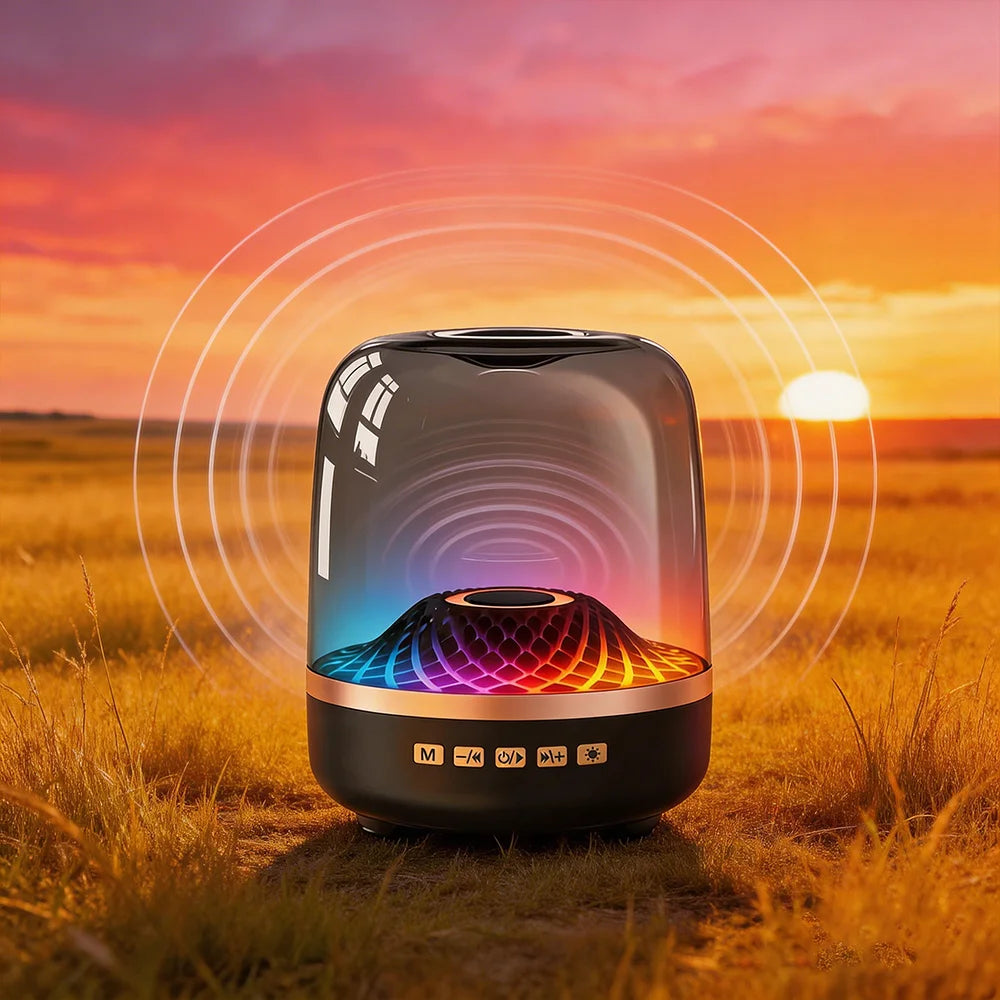Powerful Bluetooth Speaker, Bass Wireless, LED Light, Outdoor Speakers, Subwoofer,Transparent Warehouse Surround Sound Speakers