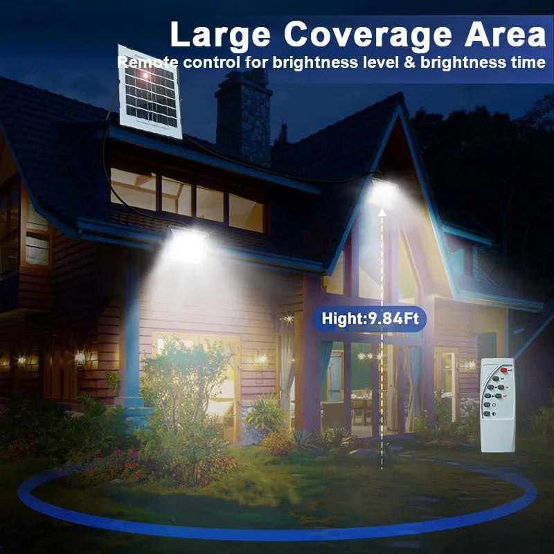 Super Brightness Solar Flood Light Outdoor 144 LED Brightness Sensor Adjustable Lamp IP67 Waterproof with Remote for Garden Yard