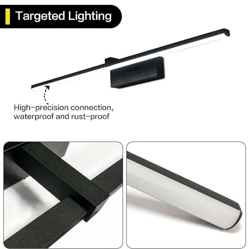 Indoor LED Vanity Lights for Mirror Hardwired 40/60cm Black LED Wall Lights Wall Lamps for Bathroom Picture Lights for Wall