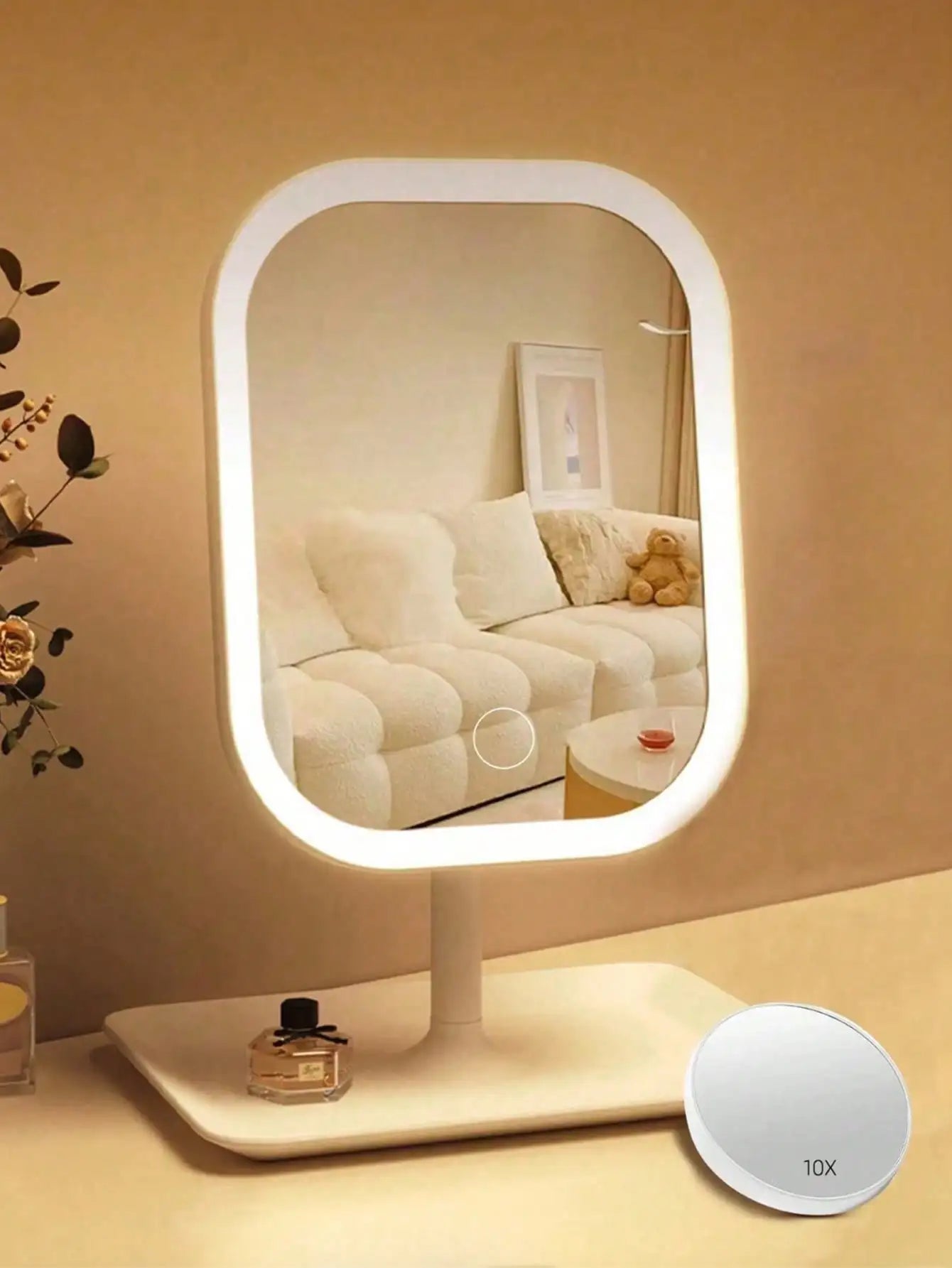 Vanity Mirror 3 Color Light LED Makeup Mirror with 10X Mirror  Touching Cosmetic Mirror Women Bedroom Dressing Mirror