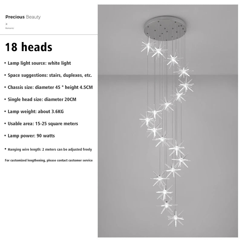 Lustre Attic Kitchen Hotel Led Ceiling Chandelier for Dining Decor Living Room Lamps Modern Meteor Shower Indoor Pendant Light