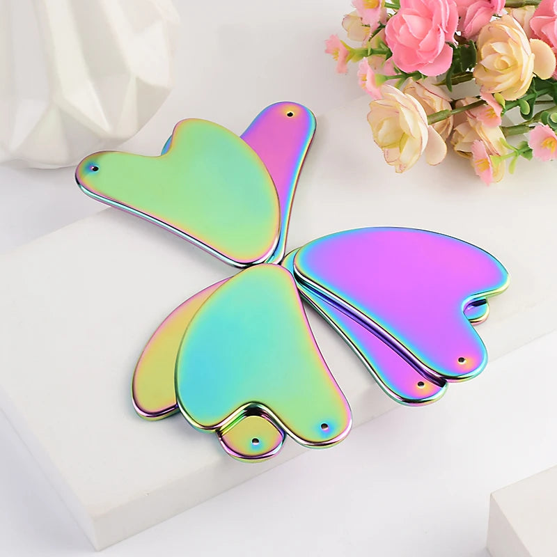 Stainless Steel Facial GuaSha Scraping Face Care Lifting Massage Tools Anti Wrinkle Skin Tighten Cooling Cellulite Massager Tool