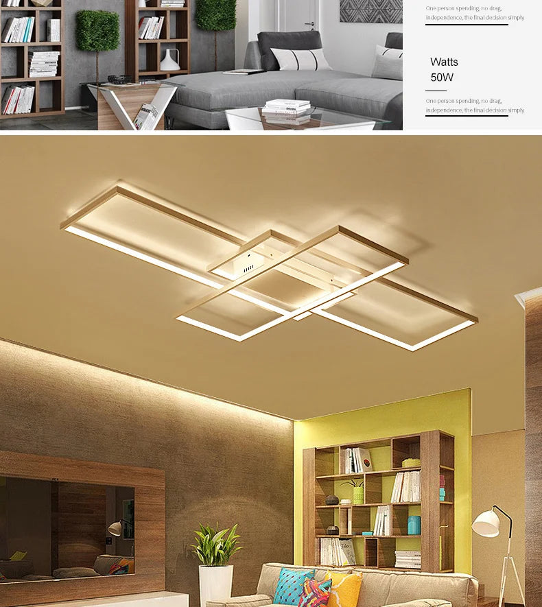 Smart Home Alexa Rectangle Aluminum Modern Led Ceiling Lights For Living Room Bedroom 85-265V White/Black Ceiling Lamp Fixtures