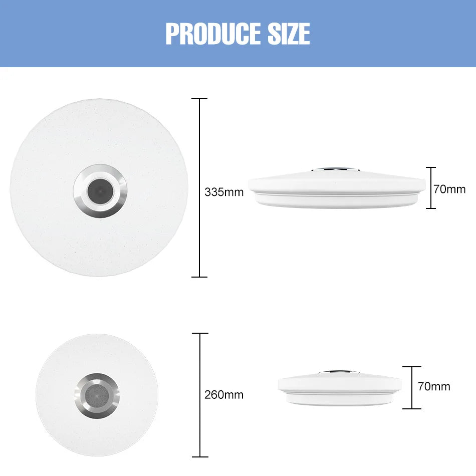 100W RGB Smart Lamp LED Ceiling Lights With Speakers Bluetooth Connection APP Remote Control For Home Bedroom Decoration Party
