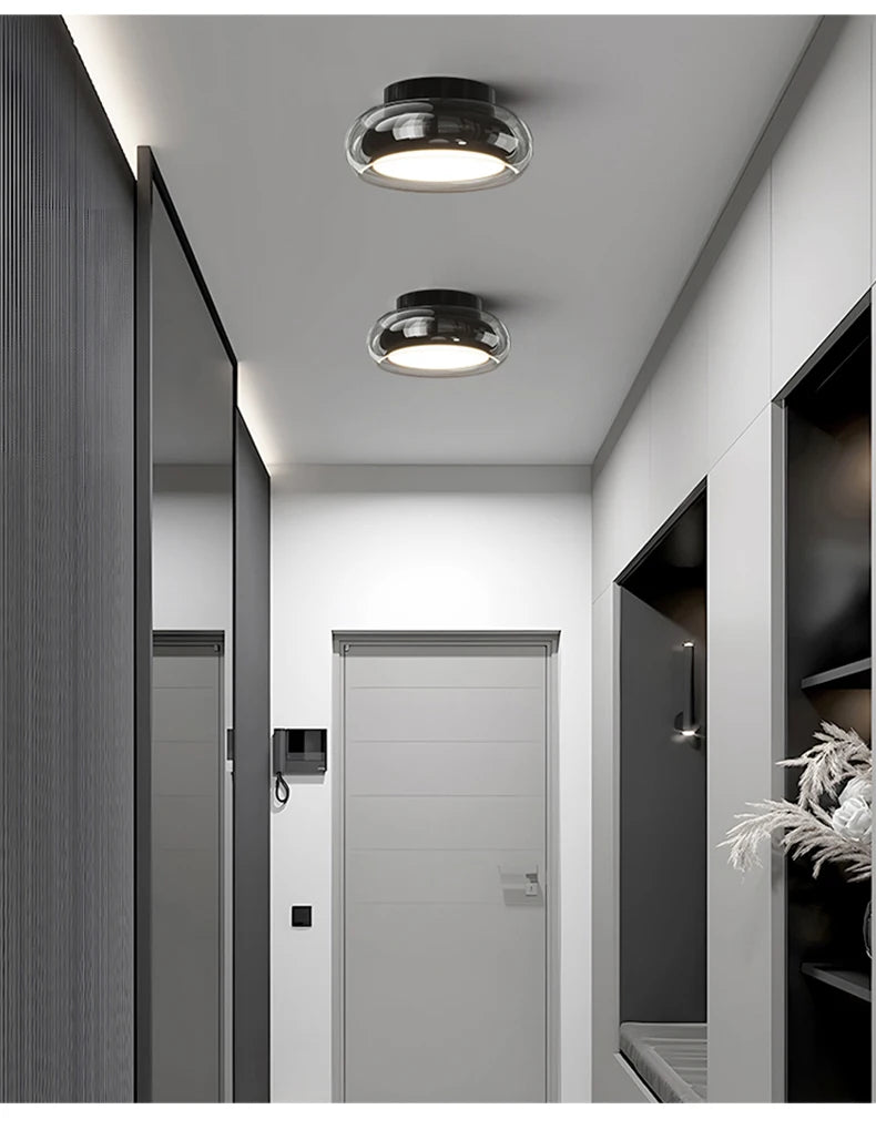 Italian Minimalist Designer Glass Ceiling Light Circular Corridor Lamp Hallway Living Room Dressing Room Lighting Decoration