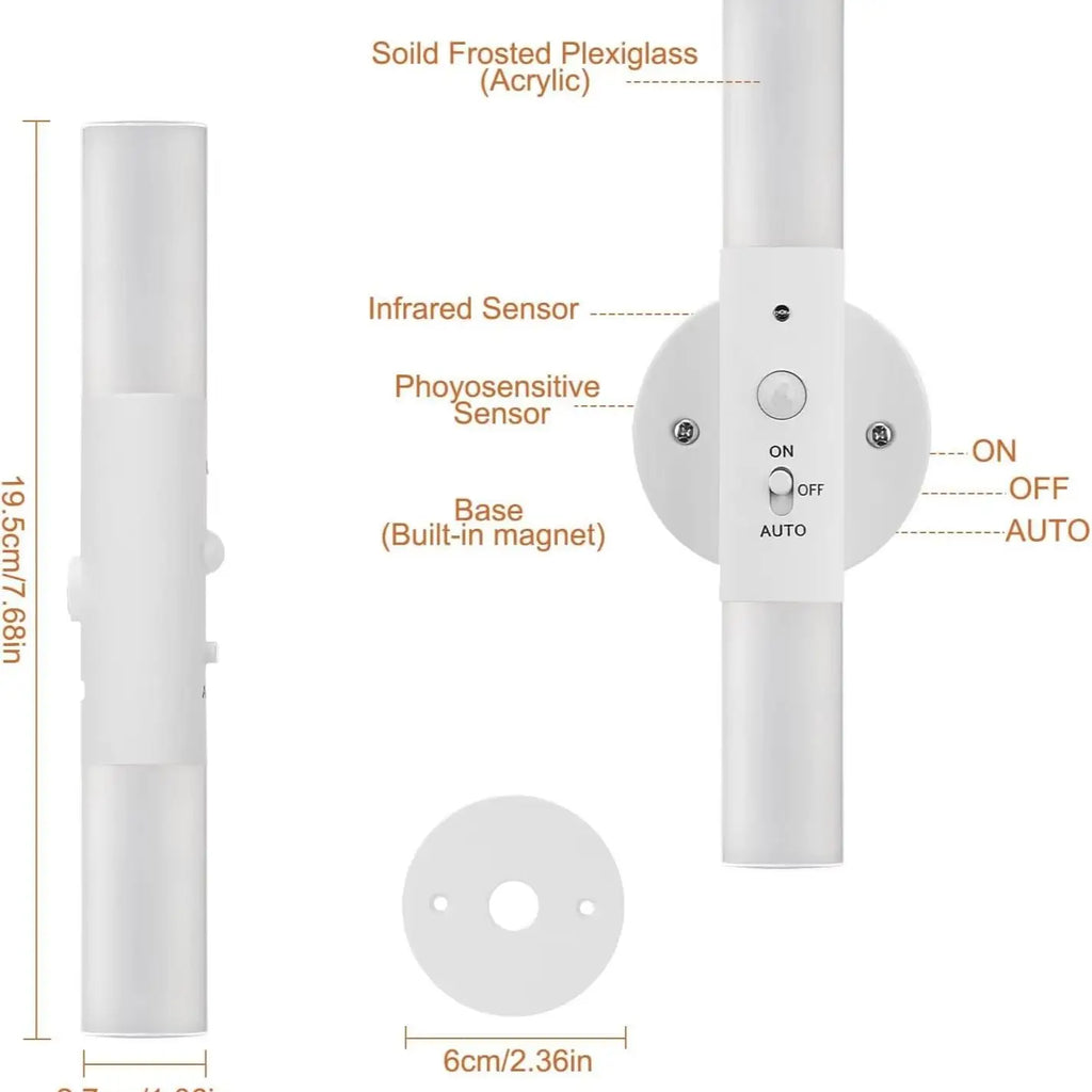Night Light Motion Sensor Rechargeable Wireless LED Wall Lamp 360°Rotation Magnetic For Room Kitchen Stair Cabinet Lights