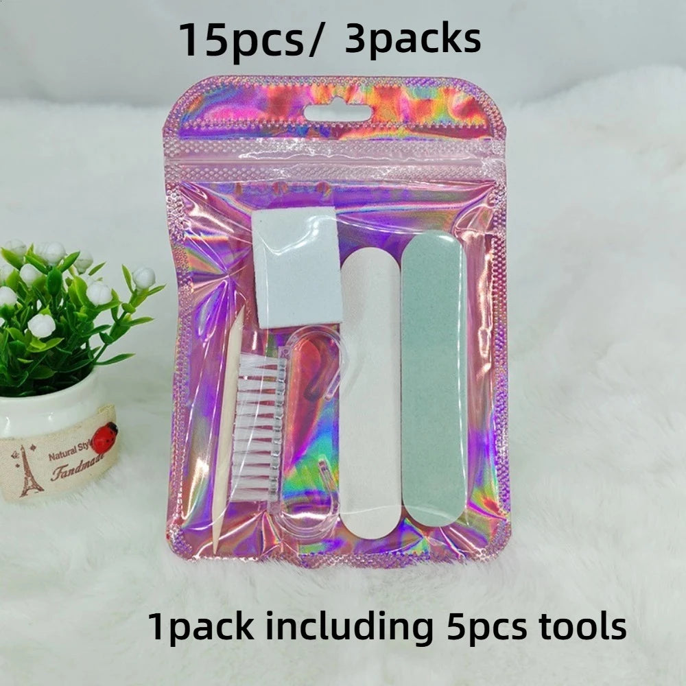 15PCS(3packs ) Disposable Nail Art Tools - Portable Sealed Foot Care Kit with Mini Nail Fil Travel-Friendly for Home, Salon