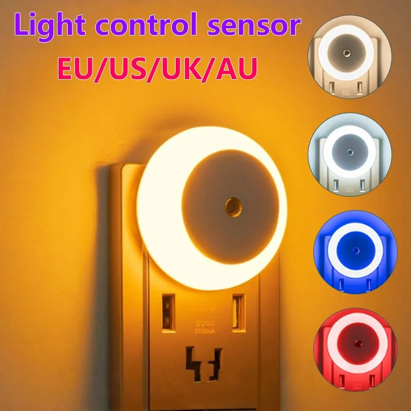 intelligent Motion Sensor night light auto on/off wireless night light LED Plug-in wall lamp  bedroom bedside lamp home lighting