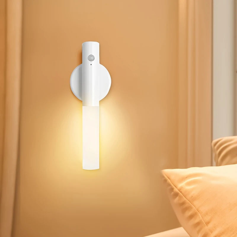 Motion Sensor Night Light USB Rechargeable Magnetic LED Wall Light for Indoor Wooden Wall Lamp Wardrobe Light Corridor Stairs