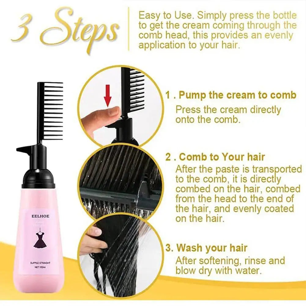 Hair Straightening Cream Comb Nourishing No Hurting Repair Damaged Hair Keratin Smooth Care Improving Frizziness Ionperm