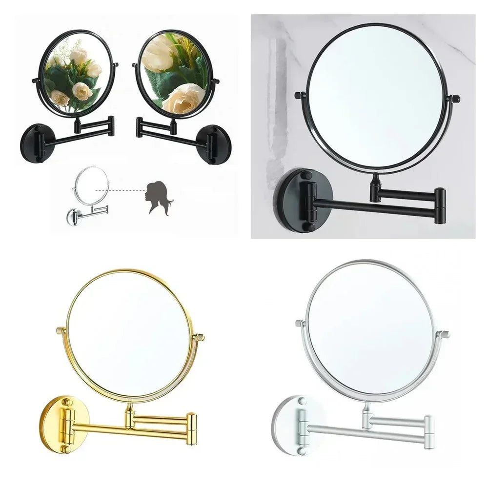 Double-sided Bathroom  Makeup Mirror 3X Magnifying Glass Countertop Rotating Vanity Wall Hardware Accessories