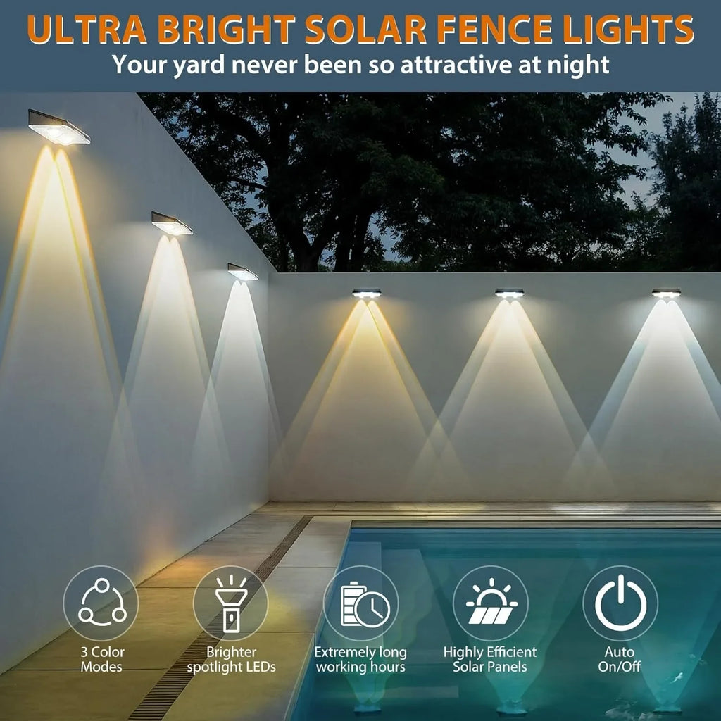 1-4Pcs Solar Fence Lights Solar Powered LED Deck Light Color Changing Waterproof Outdoor Illumination for Fence Posts Balcony