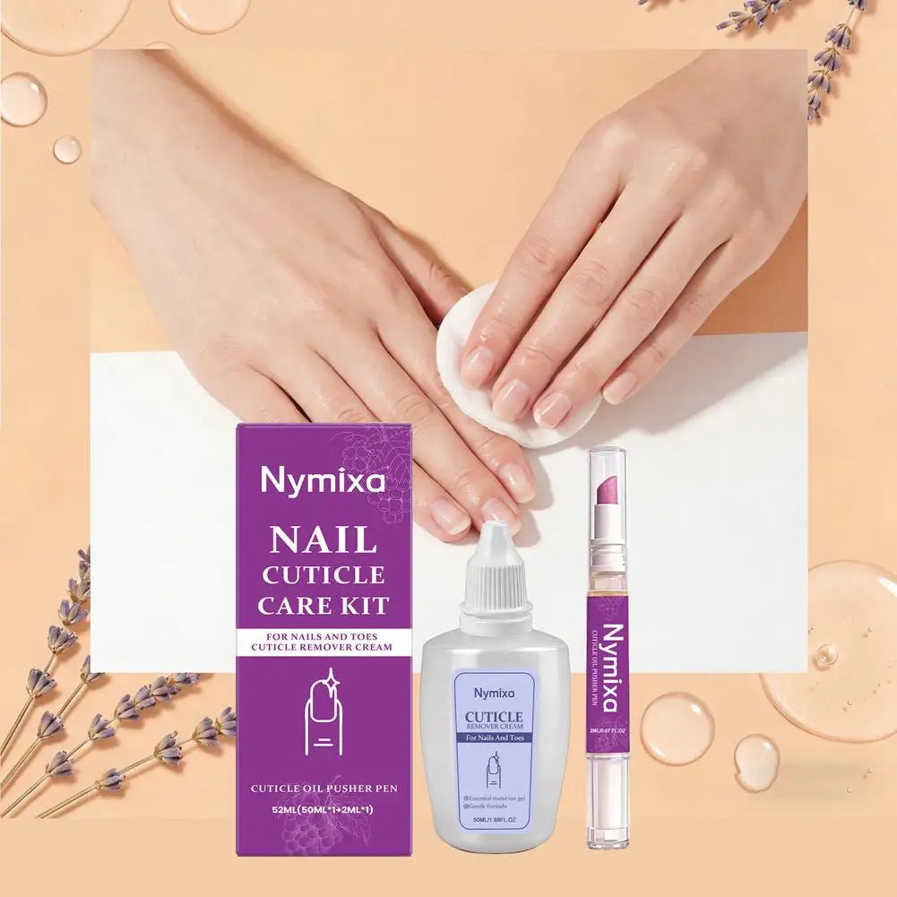 Nail Cuticle Care Kit 50ml Remover Cream 2ml Oil Pen Salon Quality Manicure Set Fingernails Toenails Healthy Grooming Portable