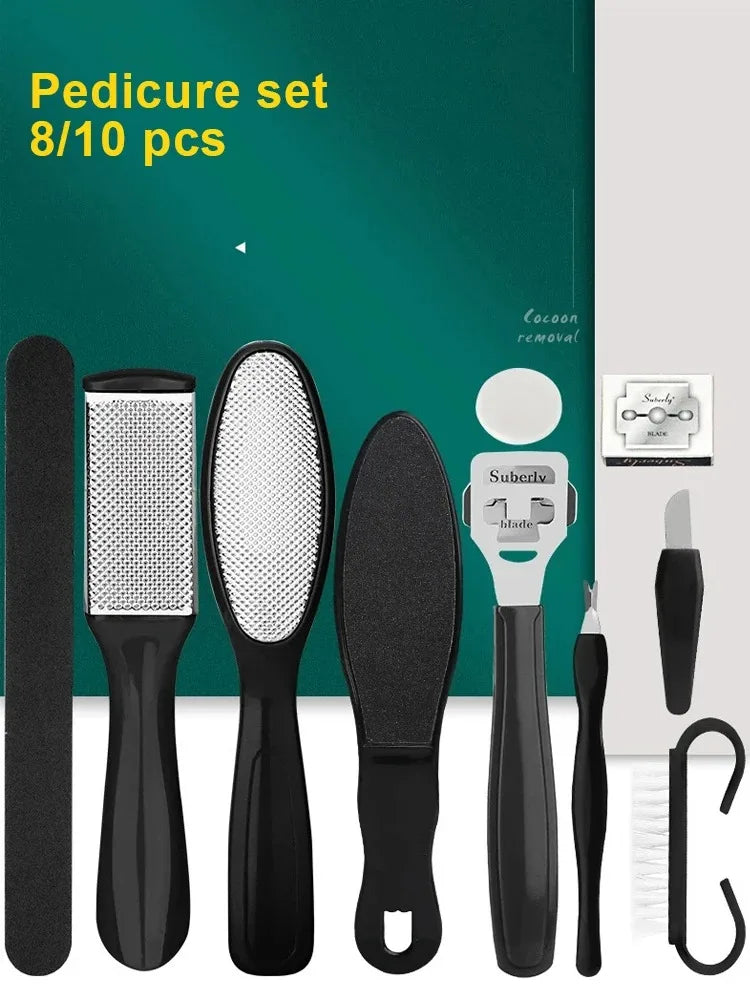 Pedicure Kit 10 in 1 Professional Pedicure Tools Set Foot Rasp Peel Callus Dead Skin Remover Feet Care Pedicure