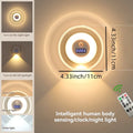 Smart LED Motion Sensor Night Light with Clock 3 Color Stepless Dimming Hill Wall Lamp USB Rechargeable Bedroom Ambient Light