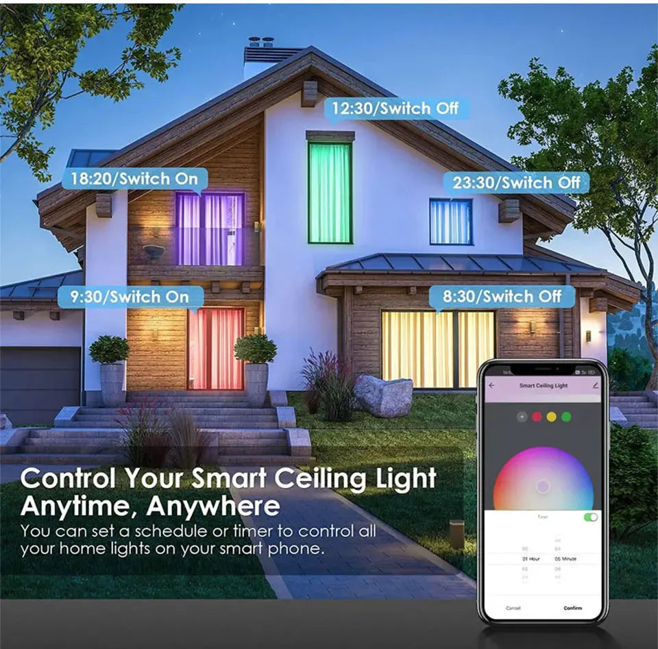 85-265V 220V Smart WiFi BLE LED Ceiling Light 24W Round Ceiling Lamp Room Indoor Lighting Tuya Smart Life App Alexa Geogle Home