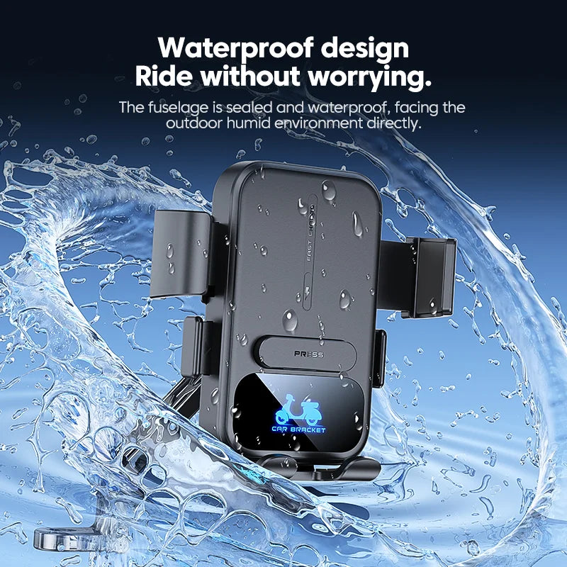 Motorcycle Accessories Wireless Charger Mobile Phone Holder Waterproof Sunshade Shockproof Bike Wireless Phone Charger Mount