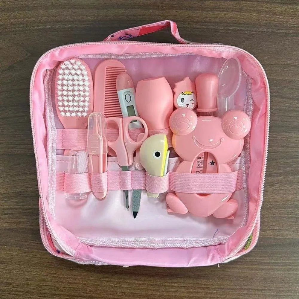 13Pcs/Set Multi-functional Baby Care Kit Nasal Aspirator Nail Clipper Baby Grooming Kit Comb Hair Wash Brush