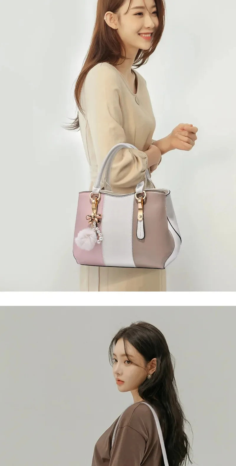 New Fashion Hit Color Ladies Handbag All-Match Hair Ball Pendant Womens Shoulder Messenger Bag European Beauty Bag Bolsos Mujer