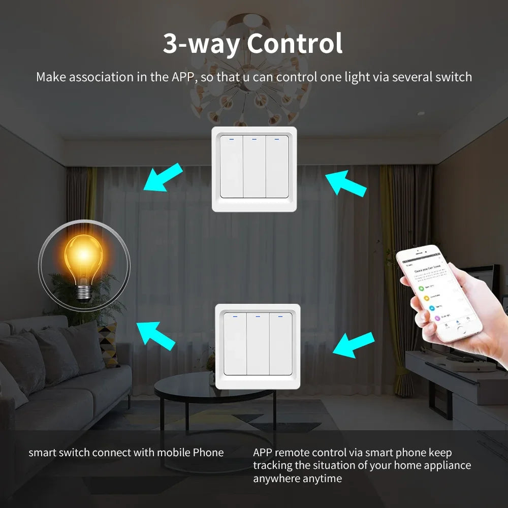 Smart Home  Homekit Smart WiFi Push Button Wall Switches 1/2/3Gang LED Room Lights for iphones Works with Siri Voice
