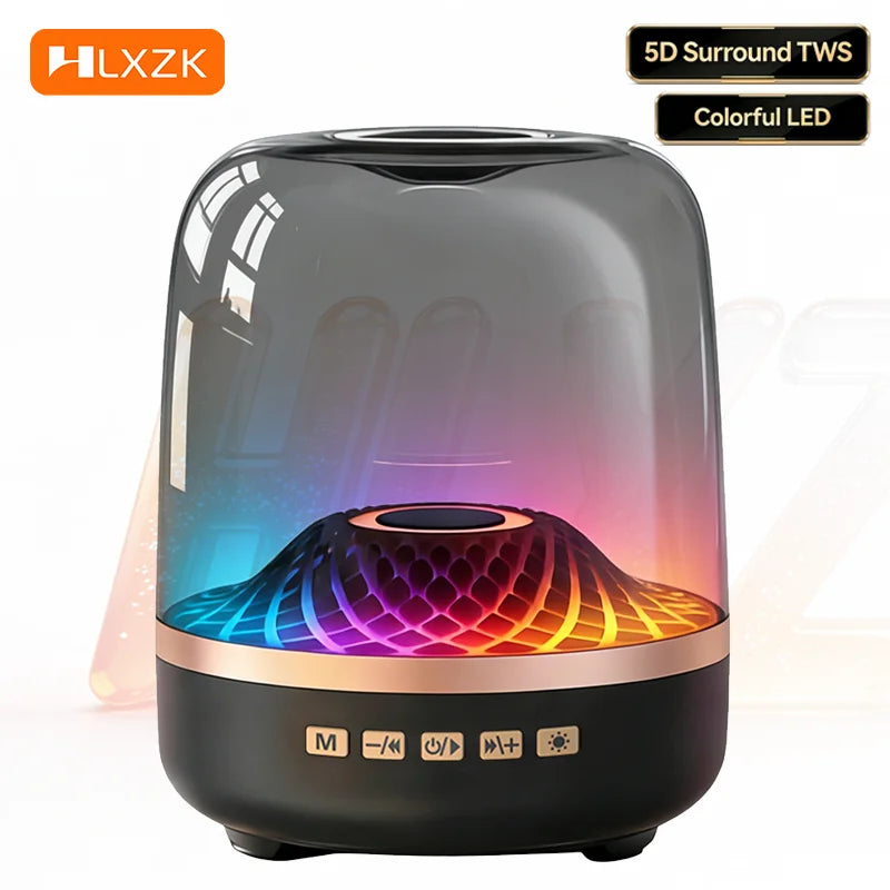 Powerful Bluetooth Speaker, Bass Wireless, LED Light, Outdoor Speakers, Subwoofer,Transparent Warehouse Surround Sound Speakers
