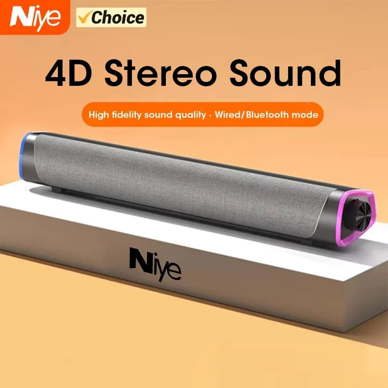 Bluetooth 5.0 Speaker with RGB Luminous Strip Portable Dual Mode USB Wireless 3D Surround Stereo Sound for PC Laptop