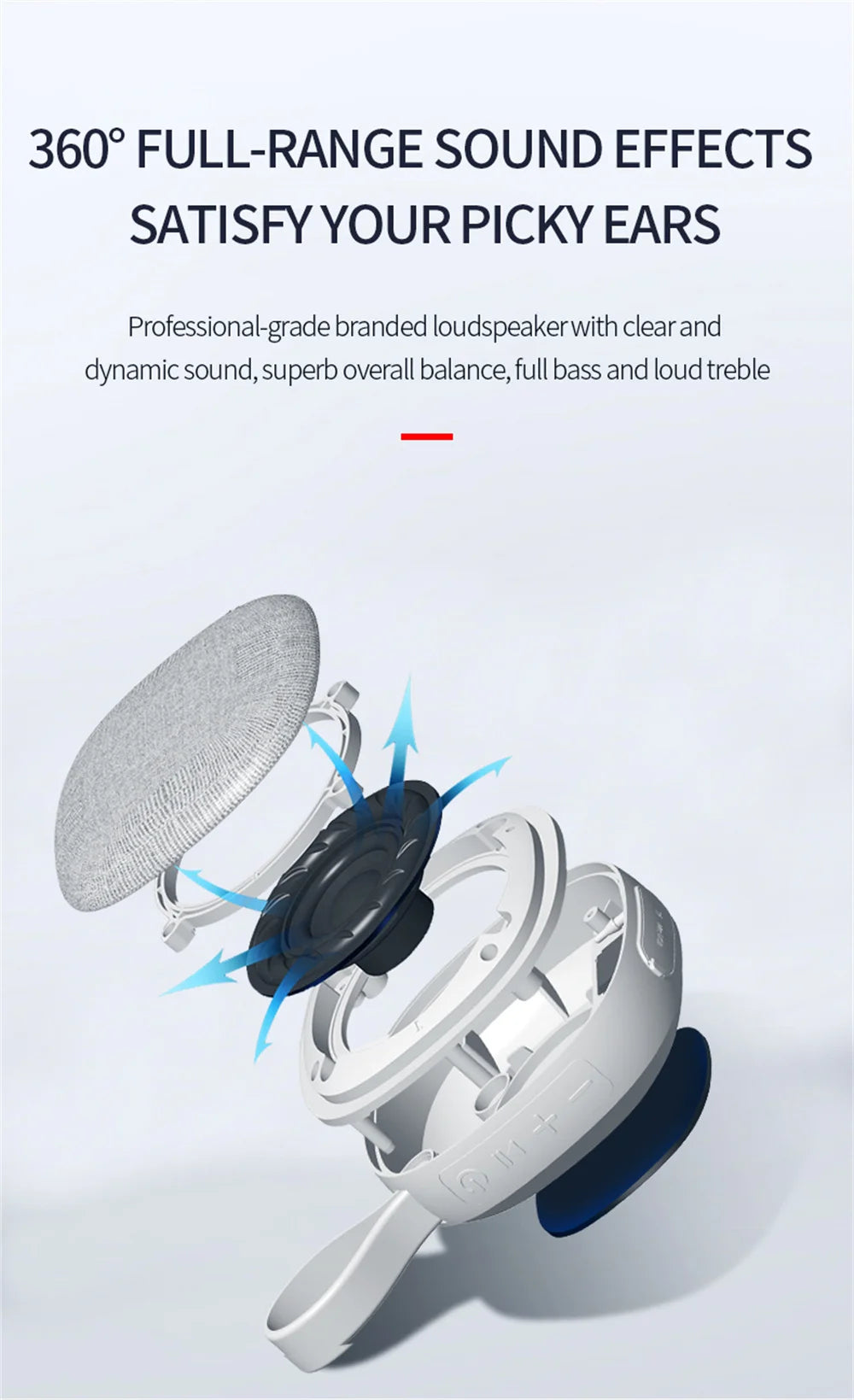 Portable Bluetooth Speakers Wireless Waterproof IPX6 TWS Fabric Mini Subwoofer Card Magnet Small Stereo Audio Player
