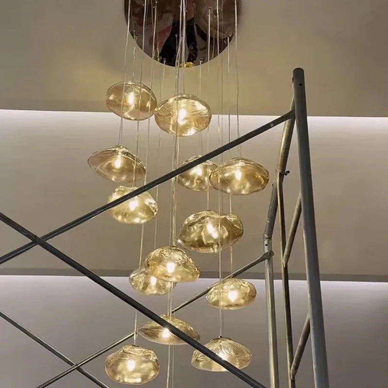 Modern Light Luxury Home Decoration LED Chandelier Staircase Light Living Room Chandelier Indoor Lighting