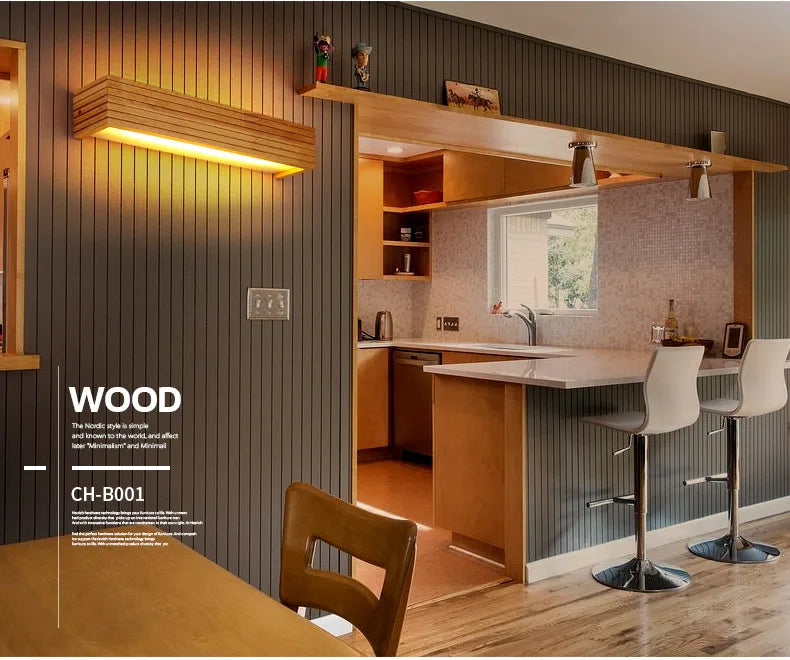 Modern Bathroom Mirror Wall Lamps Nordic Solid Wooden LED Sconce light   Linear Bedroom bedside Corridor staircase Lighting