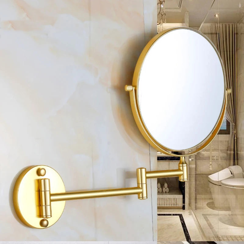 Wall-mounted Bathroom Double-sided Mirror Foldable Bathroom Makeup Mirror Wall Mounted 8 Inch Magnifying Mirror