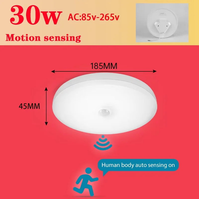 Motion Sensor Ceiling Light Modern Smart Sensor LED Lamp Human Infrared Sensing Lamp Indoor for Garage Corridor Lighting Fixture