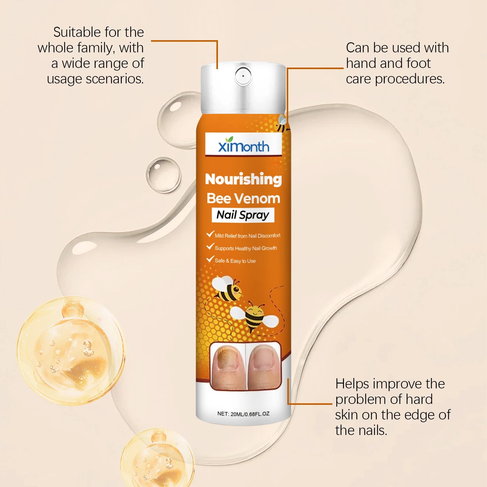 Nail Nourishing SprayGentle care for hands and feet, strengthens and fortifies nail surfaces, moisturizes and softens cuticles.
