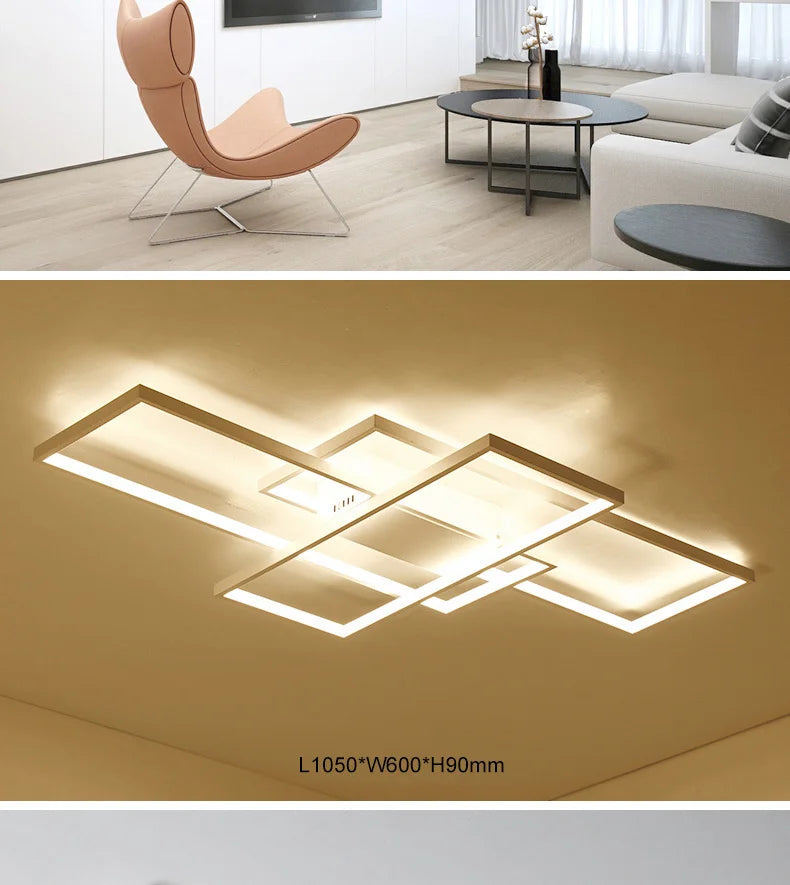 Smart Home Alexa Rectangle Aluminum Modern Led Ceiling Lights For Living Room Bedroom 85-265V White/Black Ceiling Lamp Fixtures
