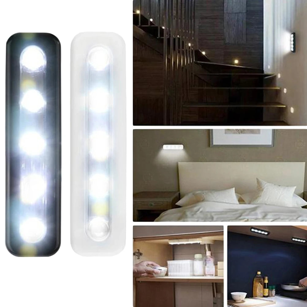 Motion Sensor Light 5 Led Bright Lamp For Closet Cabinet Wardrobe Stairs Under Shelf Operated Cordless