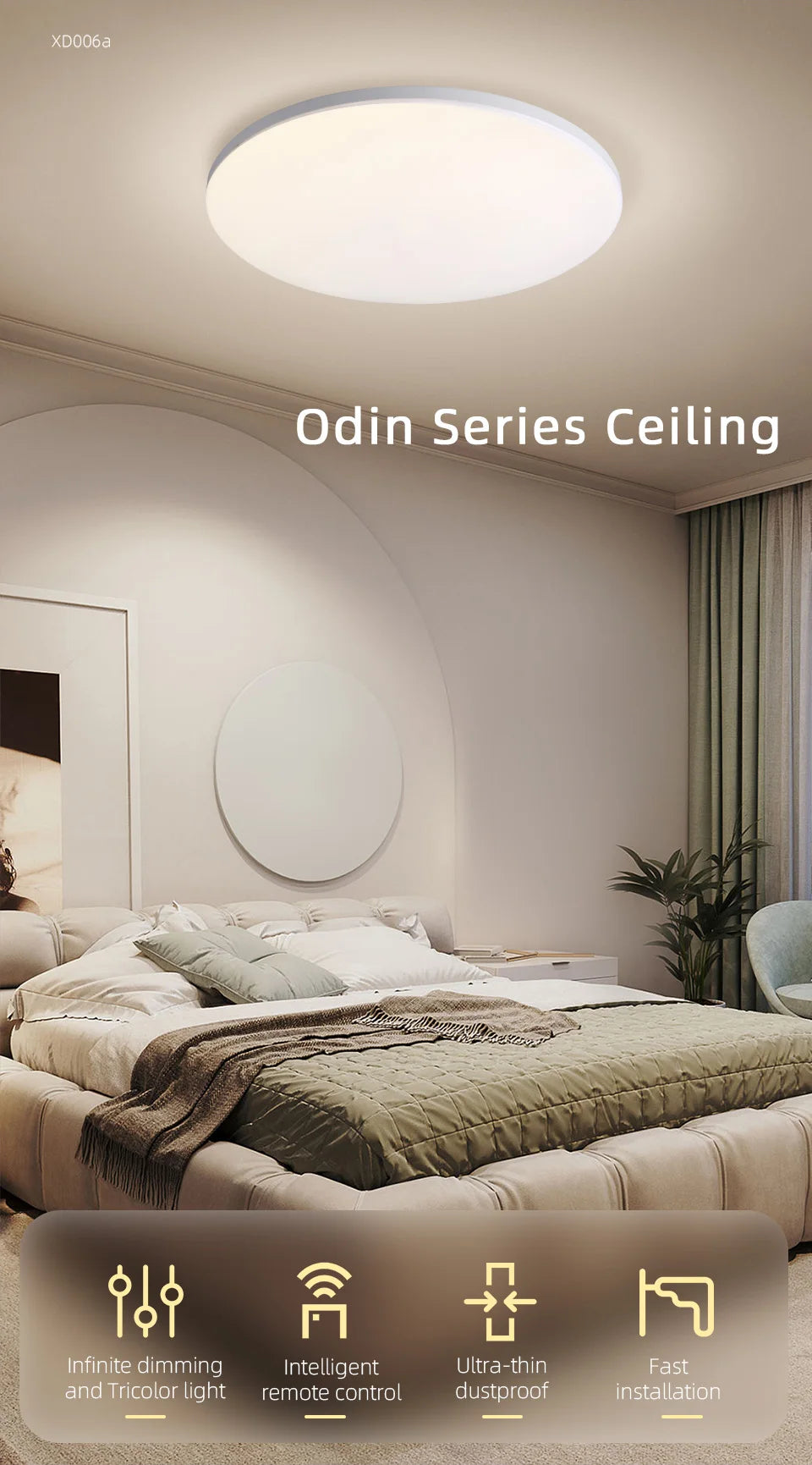 Aisilan LED Smart Ceiling lamp Ultra-thin Light Control by Remote Dimmable 24W 36W Flood Lighting for Living room Bedroom