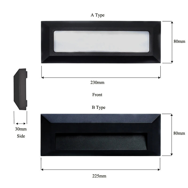 6W LED Outdoor Indoor External Wall Sconces Light Waterproof Fixture Decks Step Stair Pathway Yard Surface Mount Footlight Lamp