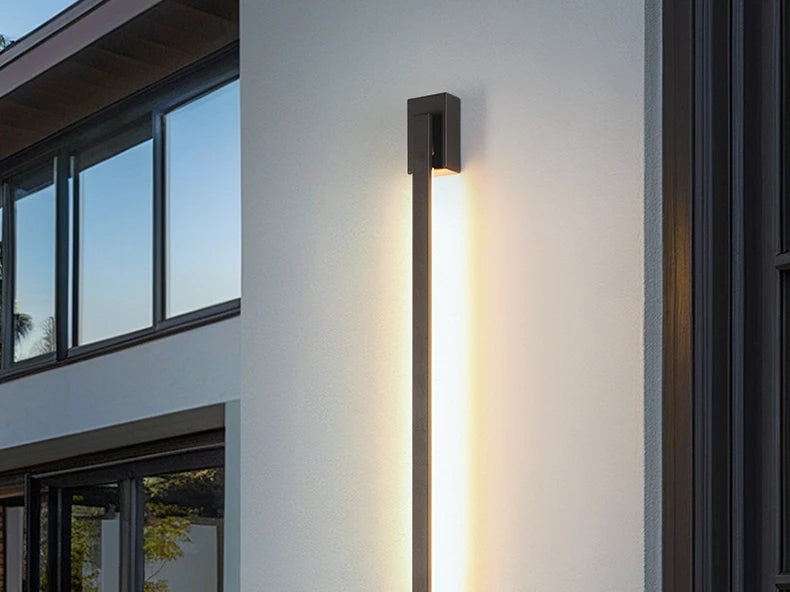 Smart Dimmable Outdoor Wall Light Black Modern LED Lamp IP65 Waterproof via APP Control for Garden Home
