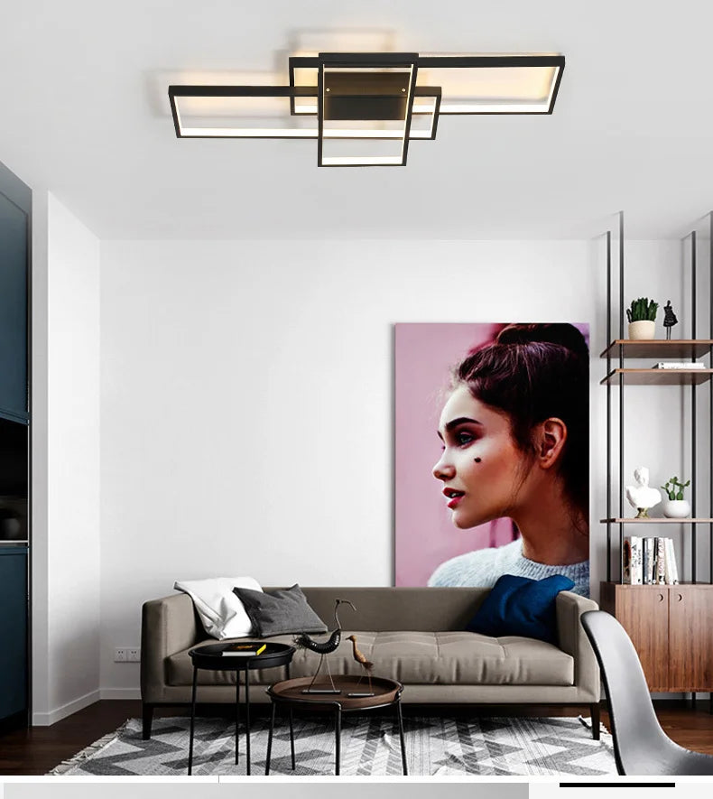 Smart Home Alexa Rectangle Aluminum Modern Led Ceiling Lights For Living Room Bedroom 85-265V White/Black Ceiling Lamp Fixtures